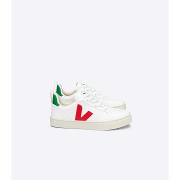 Veja V-10 LACES CWL Joggesko Barn White/Green/Red | NO 865YXF